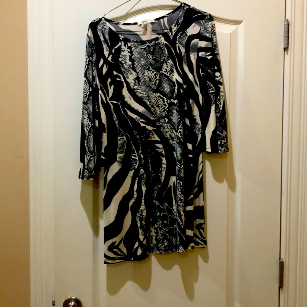 Black, white, fray dress.  NWT.